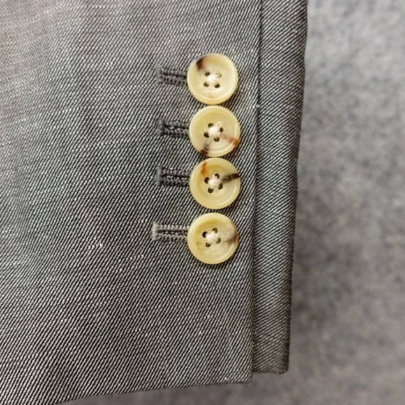 Indochino Blazer Mens 36S Gray Linen Wool Custom Jacket Peak Lapel Surgeon Cuffs